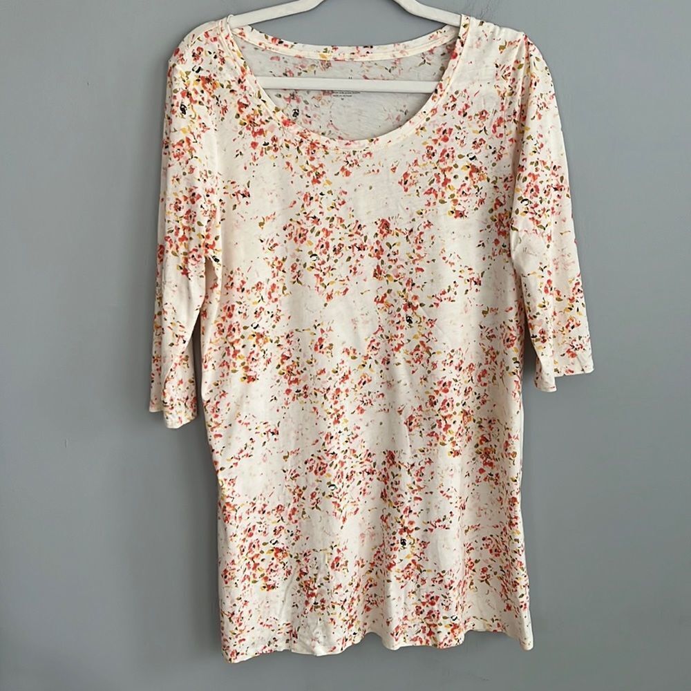 Pure Jill women’s M modal cotton blend floral pop over tunic blouse summer